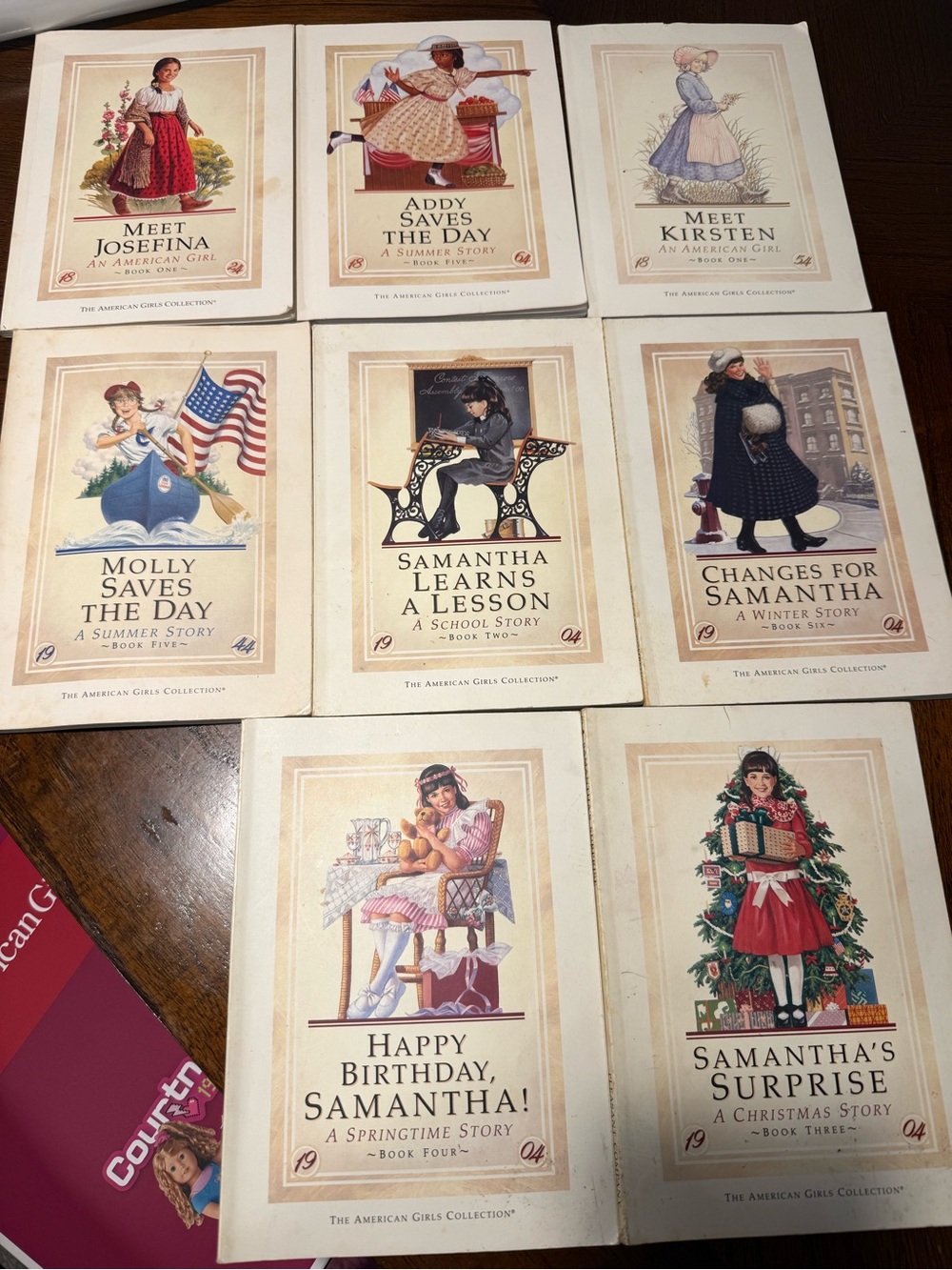 American Girl Samantha Set of Illustrated Story Covers in Cream, Red, Green
